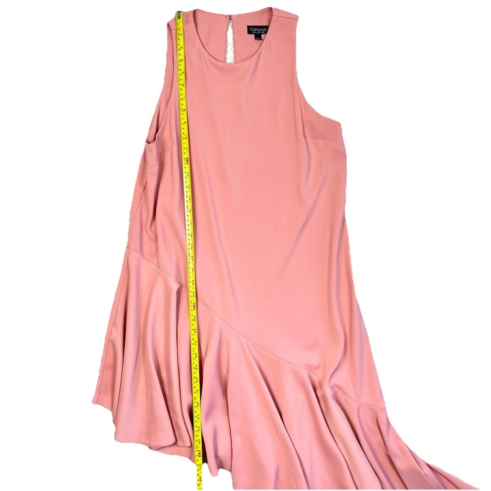 Topshop Asymmetrical Ruffle Midi Dress Dusty Rose Size 8 Prom Soft Girl Romantic - Picture 6 of 14